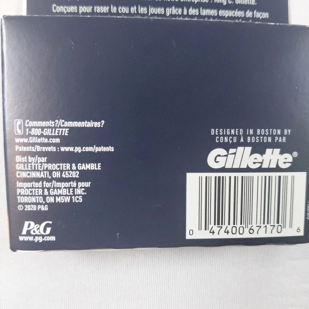12 Cartridges King C Gillette Neck Razor Blades 3 packs 2 Blades Chin Guard